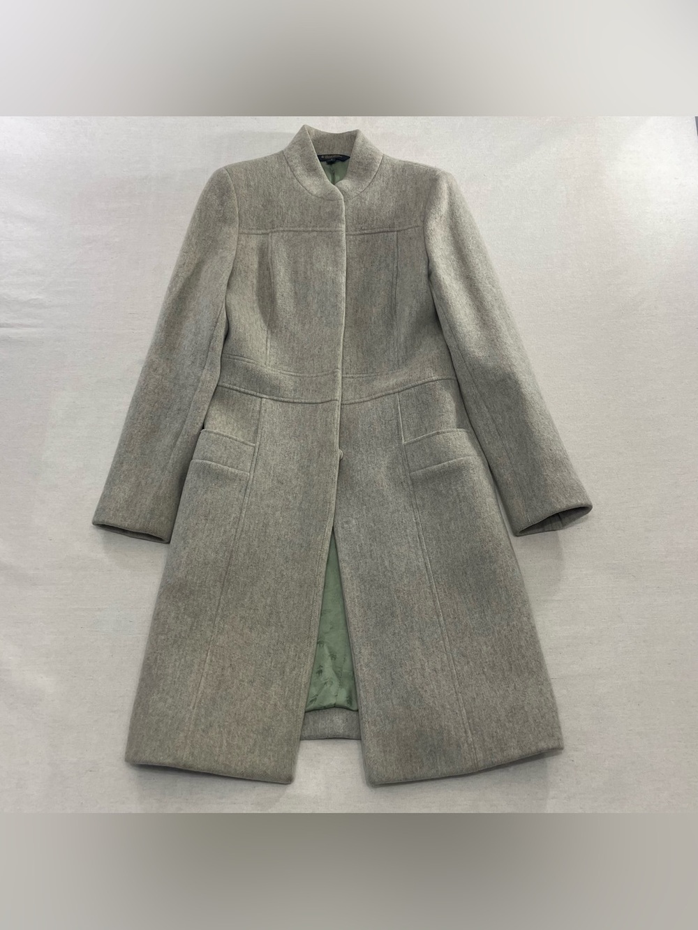 Brooks Brothers Women 0 Wool Cashmere Pea Coat Long Overcoat Beige Cream Italy
